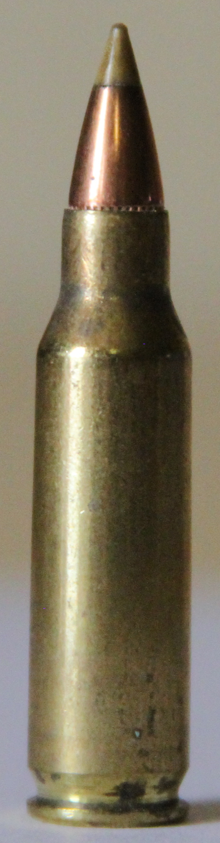 Figure 2 — The .221 Remington Fireball: a .222 Remington case shortened to 1.400 inches, which is the entire design. Photo: File:221fireball.png, via Wikimedia Commons.