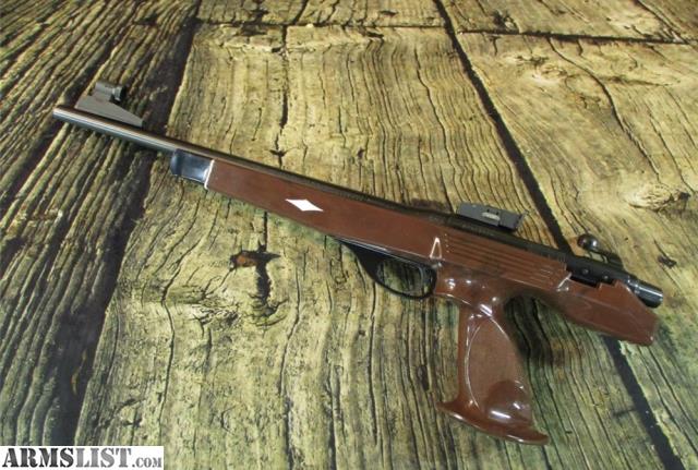 Figure 5 — An XP-100 with iron sights and no optic, listed by its seller as a 7mm BR with a 10.75-inch barrel. The chambering and barrel length here are the seller's own claim and were not independently verif…