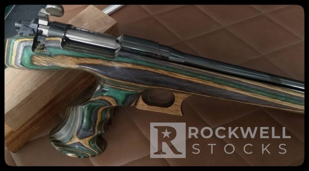 Figure 6 — The finished result: an XP-100 barrelled action bedded into a laminated rear-grip stock. Photo: Rockwell Stocks, "XP100."