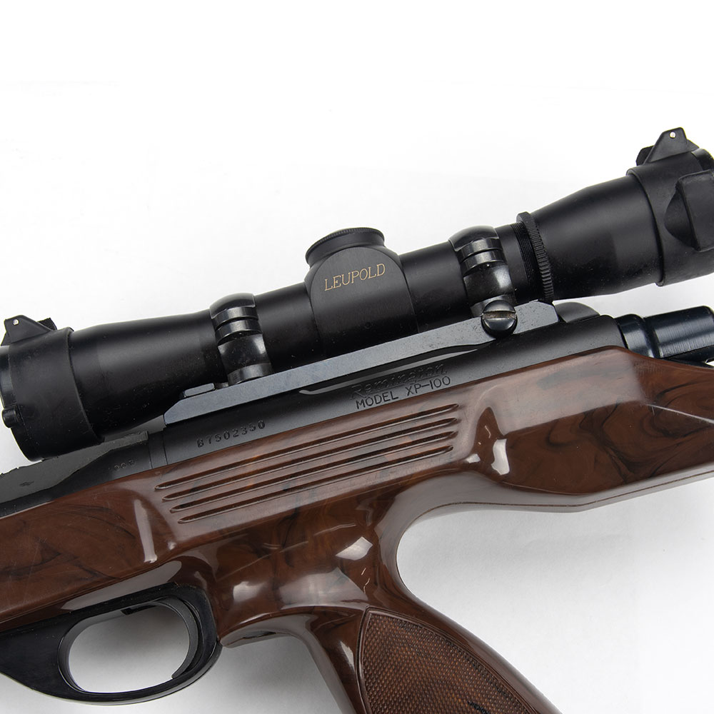 Figure 7 — The practical arrangement: a handgun scope on an XP-100, mounted forward over the action. Photo: Ed Brown Products, product page for a Remington XP-100 in .221 Remington Fireball.