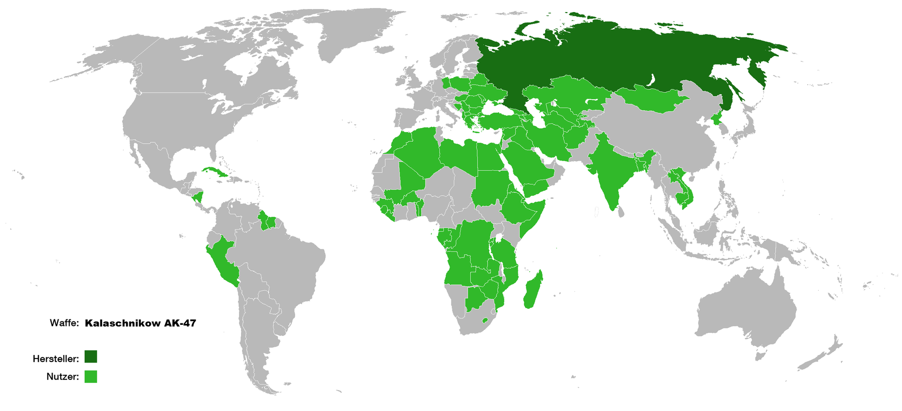 Figure 4 — Countries that have adopted the AK pattern in some form. The map understates the case, since it shows state adoption rather than circulation.