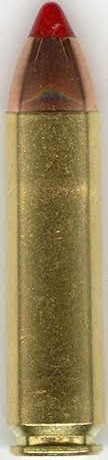 Figure 2 — The Hornady 250 gr FTX - the load the rifle documented here is set up for. Not an original photograph, and a low-resolution one. Source: commons.wikimedia.org, File:Hornady .450bushmaster.jpg, Cybr…