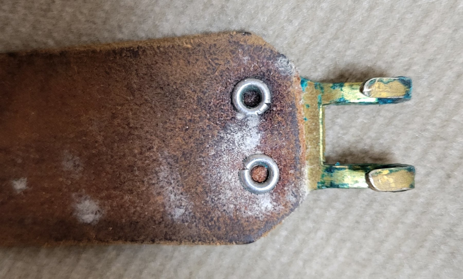 Figure 15 — The back of the hook: the rivets are secured with split-ring washers.