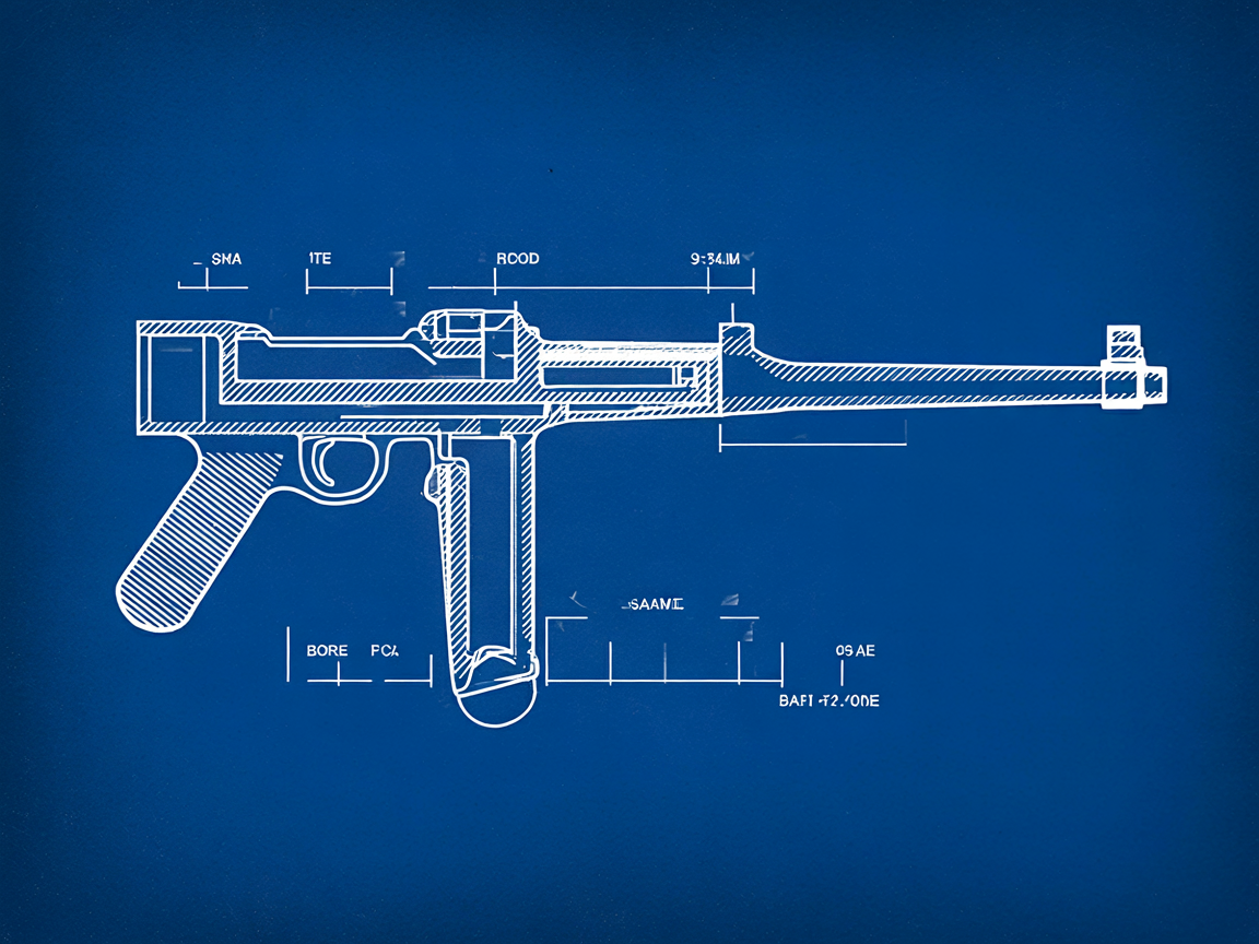 Figure 3 — 3 — STEN Mk II barrel chamber and headspace geometry for Vol 7 lab build (illustrative dimensioned diagram). Generated with Ideogram 3.0; see figs/stenchamberdrawing.png.prompt.json. NOT a…