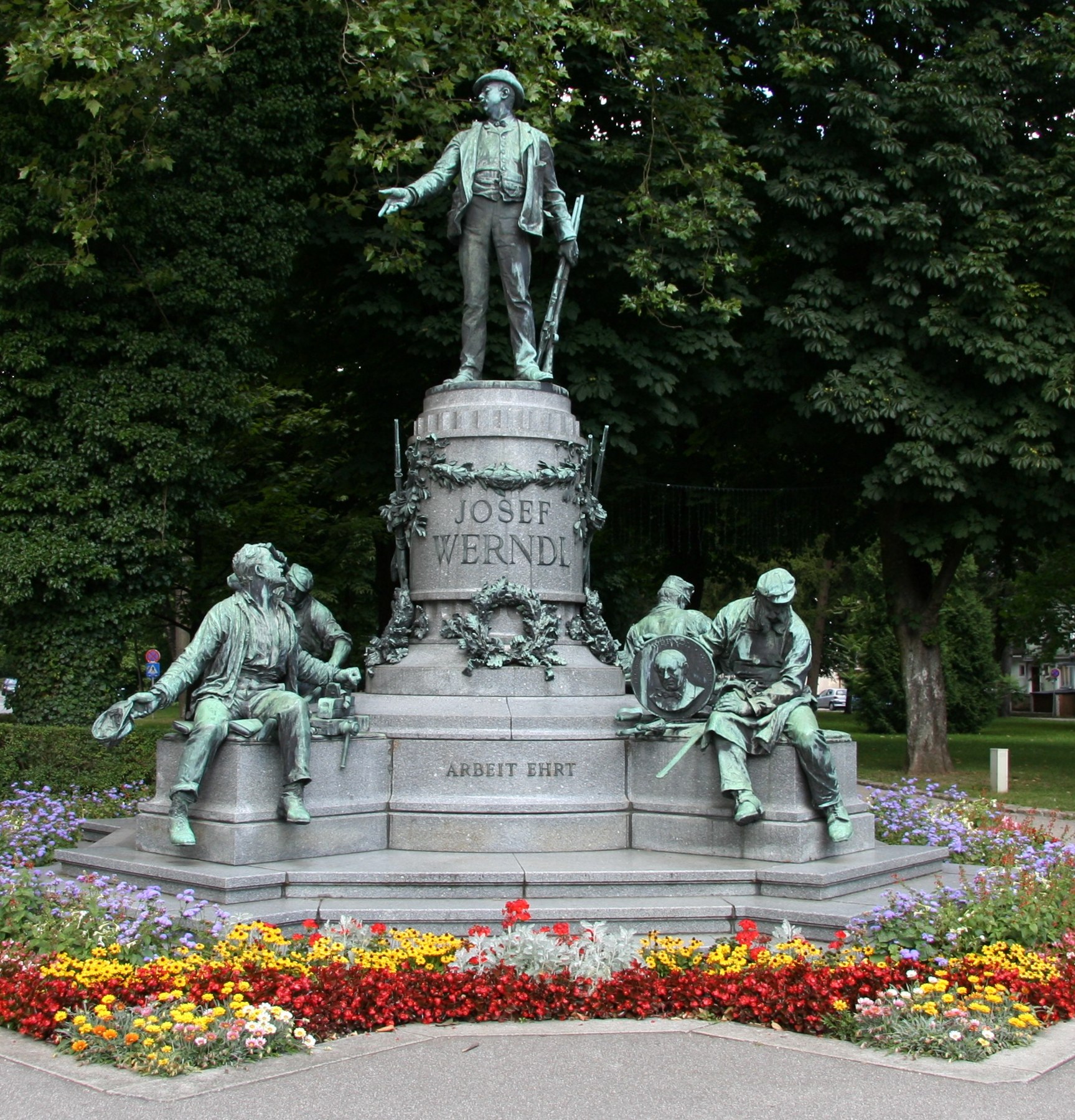 Figure 2 — Josef Werndl's monument in Steyr, by the sculptor Viktor Tilgner. Werndl founded the arms works in 1864 that became, through a series of mergers, Steyr-Daimler-Puch. Photograph: Dralon, CC BY-SA 2.0.