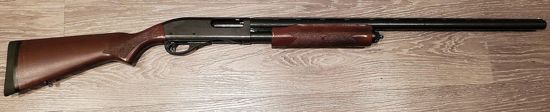 Figure 4 — A 2023-production Remington 870 Fieldmaster, the name under which RemArms now sells the walnut-stocked field gun. The word "Express" no longer appears in the RemArms catalogue; Volume 2 sets out wh…