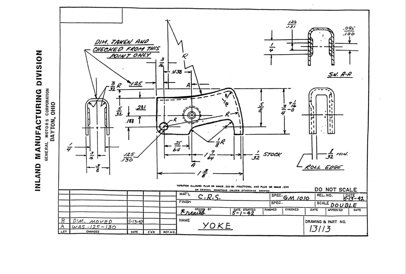 Figure 4 — Factory drawing 13113, the "Yoke" (trigger). Source: survivorlibrary.com.