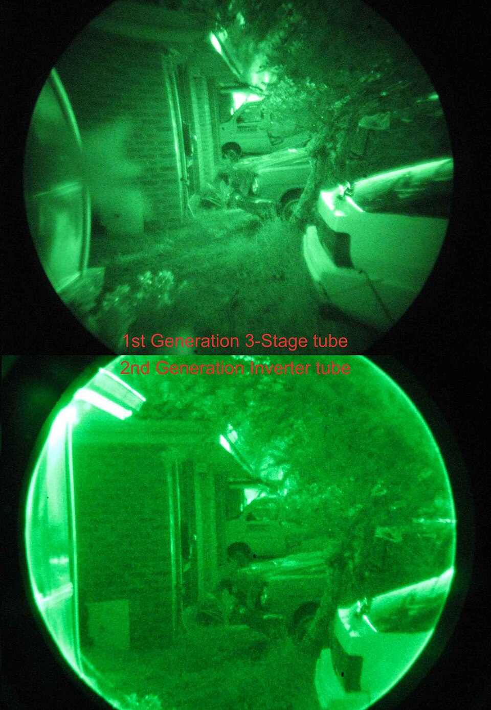 Figure 3 — Gen I versus Gen II intensifier tubes — the generational leap in size and image quality. Source: commons.wikimedia.org.